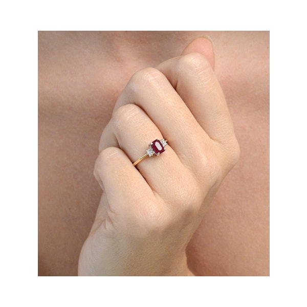 Ruby 6 x 4mm And Diamond 18K Gold Ring FET37-T SIZES P W - Image 4