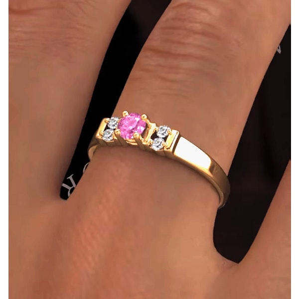 18K Gold Diamond and Pink Sapphire Ring 0.10ct - Image 3