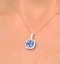 1.50ct Sapphire and Diamond 18K White old Halo Pendant Necklace - image 4