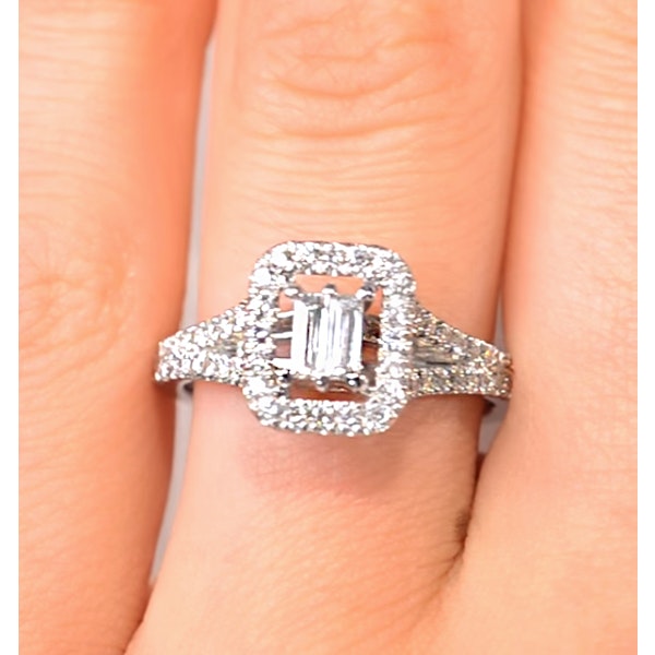 Halo Engagement Ring 0.65ct Prince Cut H/SI Diamonds 18K White Gold SIZES I L - Image 4
