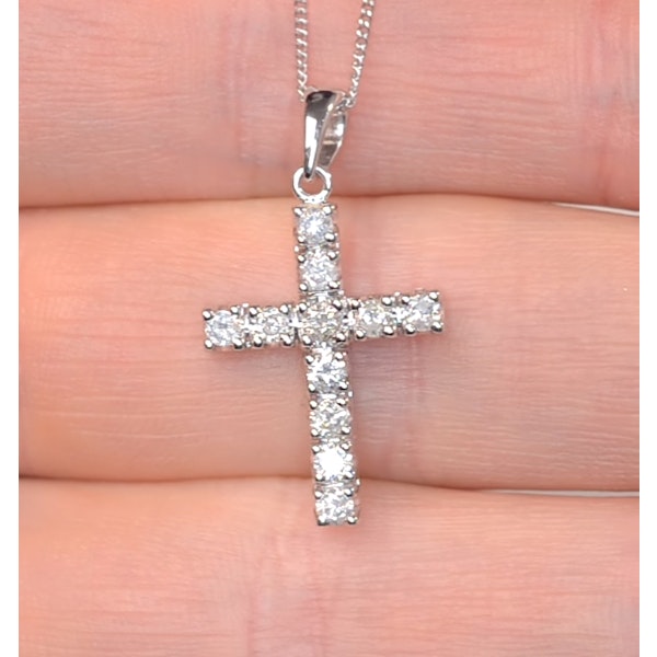 Diamond Cross Necklace 0.46ct in 9K White Gold - Image 2