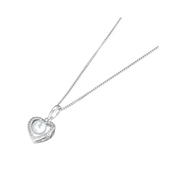 Stellato Pearl and Diamond Pendant Necklace 0.06ct in 9K White Gold - Image 3