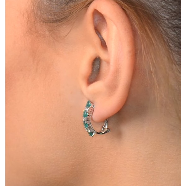 Emerald Earrings Half Huggie With Lab Diamonds Set in 925 Silver - Image 4