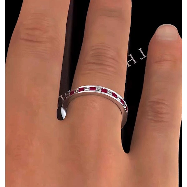 Eternity Ring Lauren Diamonds H/SI and Ruby 1.10CT - 18K White Gold - Image 4