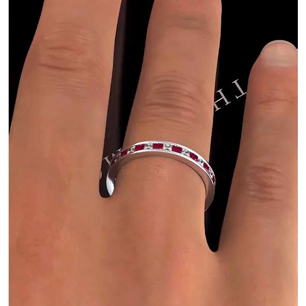 Eternity Ring Lauren Diamonds G/VS and Ruby 1.10CT - 18K White Gold - Image 4