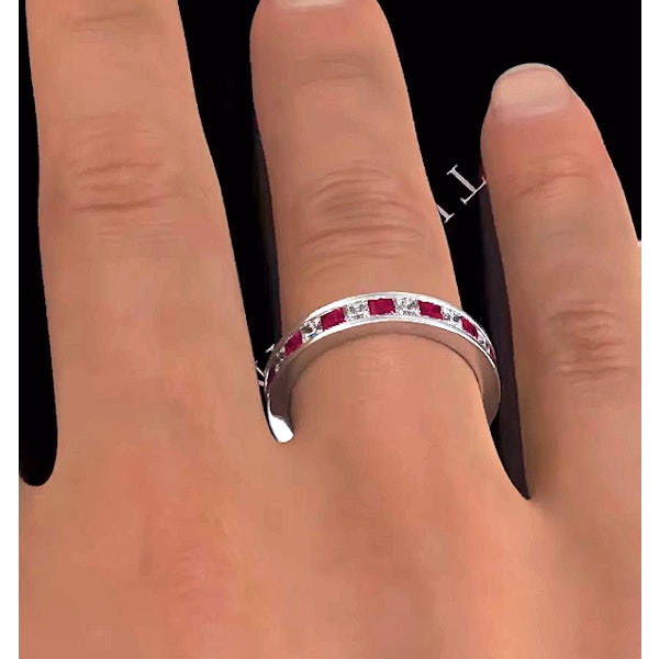 Eternity Ring Lauren Diamonds H/SI and Ruby 2.25CT - 18K White Gold - Image 4