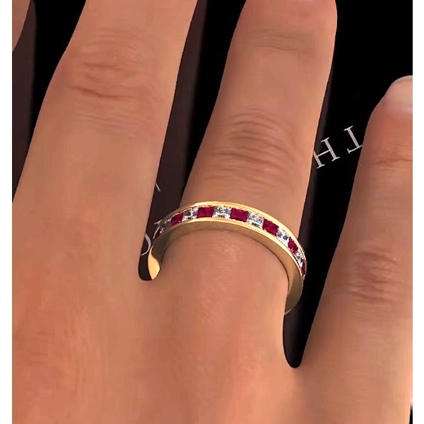 Eternity Ring Lauren Diamonds G/VS and Ruby 2.25CT in 18K Gold - Image 4