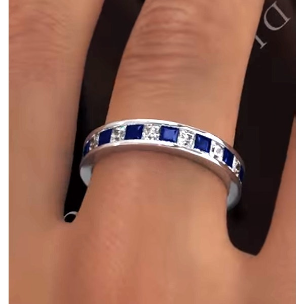 Eternity Ring Lauren Diamonds H/SI and Sapphire 2.30CT -Platinum - Image 4