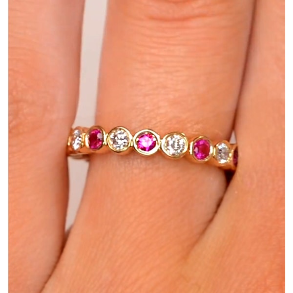 Emily 18K Gold Ruby 0.70ct and H/SI 0.50CT Diamond Eternity Ring - Image 4