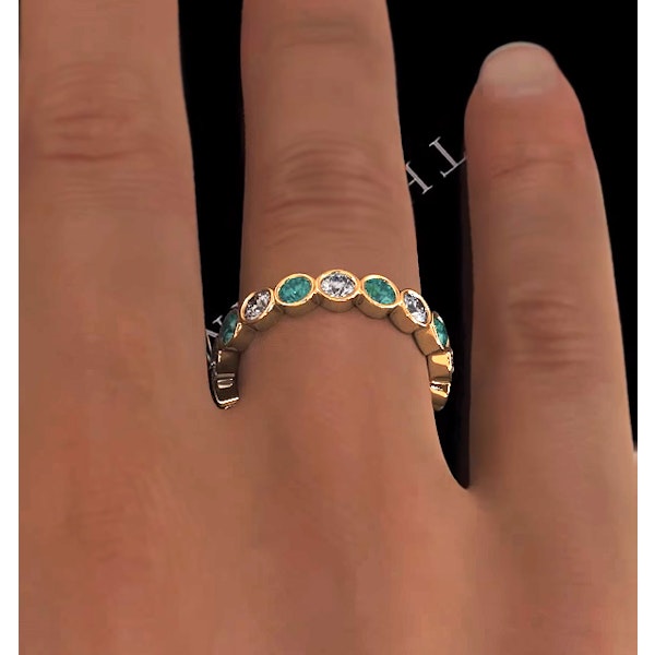 Emily 18K Gold Emerald 0.70ct and G/VS 1CT Diamond Eternity Ring - Image 4