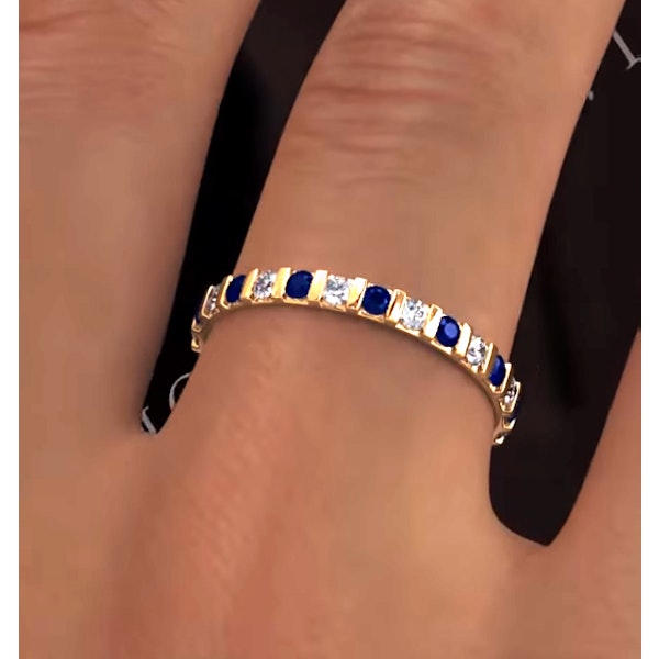 Hannah 18K Gold Sapphire 0.70ct and G/VS 1CT Diamond Eternity Ring - Image 3