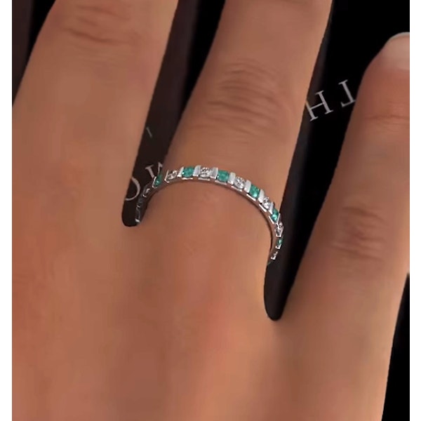 Emerald 1.10ct And H/SI Diamond Platinum Eternity Ring - Image 4