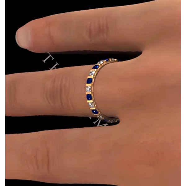Hannah 18K Gold Sapphire 0.70ct and H/SI 2CT Diamond Eternity Ring - Image 4