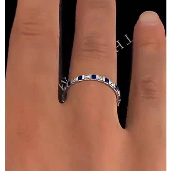 Sapphire 1.70ct And H/SI Diamond 18KW Gold Eternity Ring HG36-422UJUY - Image 4