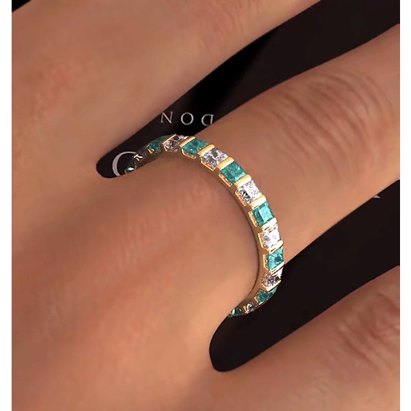 Olivia 18K Gold Emerald 1.20ct and H/SI 1CT Diamond Eternity Ring - Image 3