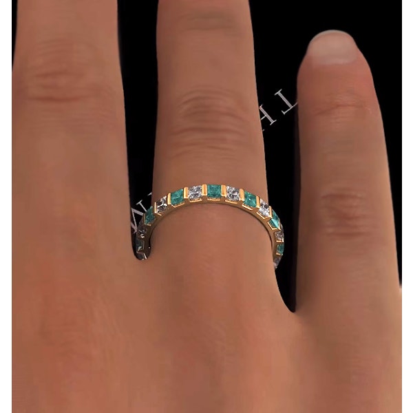 Olivia 18K Gold Emerald 1.20ct and H/SI 1CT Diamond Eternity Ring - Image 4