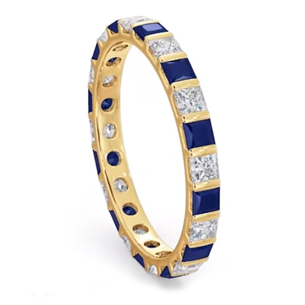 Olivia 18K Gold Sapphire 1.30ct and H/SI 1CT Diamond Eternity Ring - Image 2