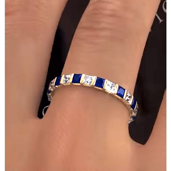 Olivia 18K Gold Sapphire 1.30ct and H/SI 1CT Diamond Eternity Ring - Image 3