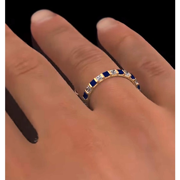 Olivia 18K Gold Sapphire 1.30ct and H/SI 1CT Diamond Eternity Ring - Image 4
