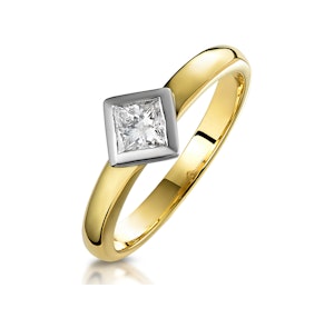 0.35ct Diamond Solitaire Princess Ring in 18K Gold - SIZE P 1/2