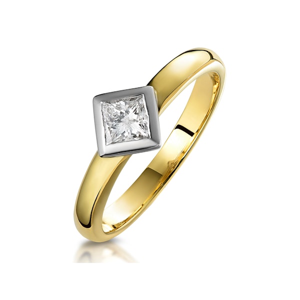 0.35ct Diamond Solitaire Princess Ring in 18K Gold - SIZE P 1/2 - Image 1