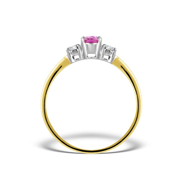 18K Gold Diamond 0.20ct and Pink Sapphire Ring SIZE L - Image 2