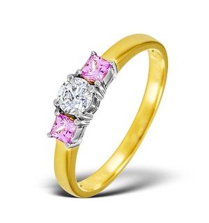 18K Gold Diamond Pink Sapphire Ring 0.33ct