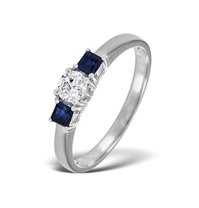 Lab Diamond 0.33ct And Sapphire 18K White Gold Ring SIZE N
