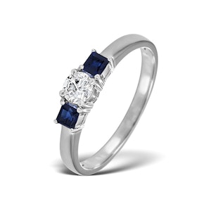 Lab Diamond 0.33ct And Sapphire 18K White Gold Ring SIZE N
