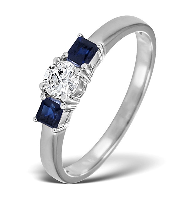 Diamond 0.33ct And Sapphire 18K White Gold Ring - image 1