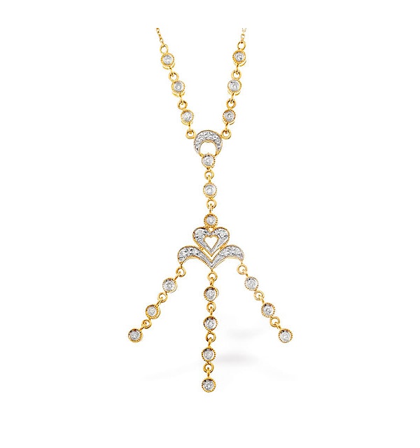 0.32ct Diamond and 9K Gold Drop Necklace - RTC-D3302 - image 1