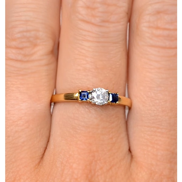 Diamond 0.25ct And Sapphire 18K Gold Ring SIZES I - Image 4
