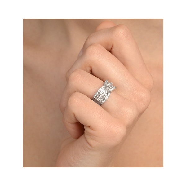 Diamond 1.00CT 18K White Gold Cross-Over Ring - Image 4