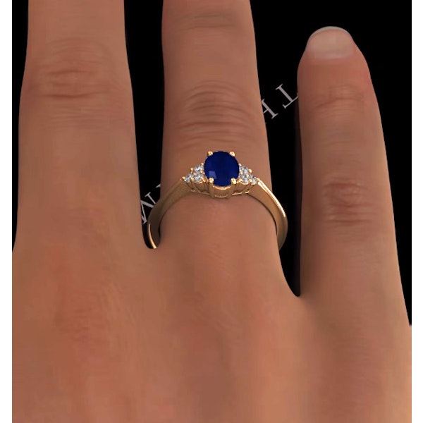 Sapphire 7 x 5mm And Diamond 18K Gold Ring - Image 4