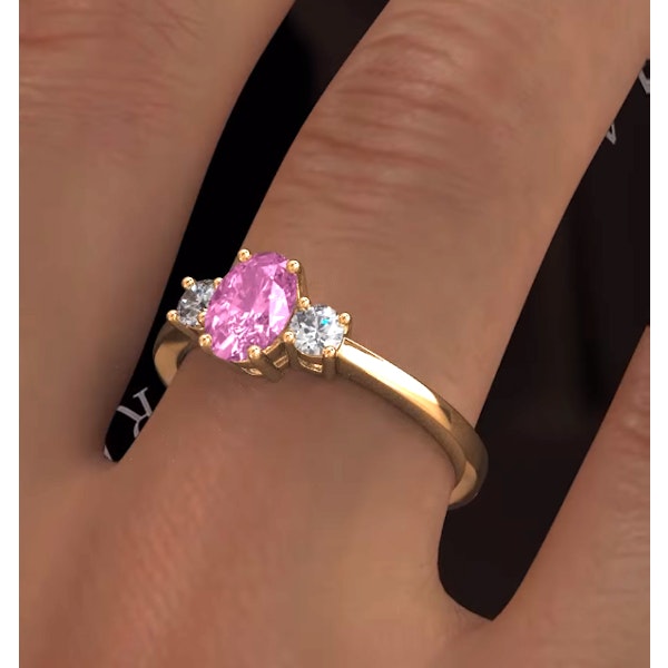 18K Gold Diamond Pink Sapphire Ring 0.20ct SIZES P T - Image 4