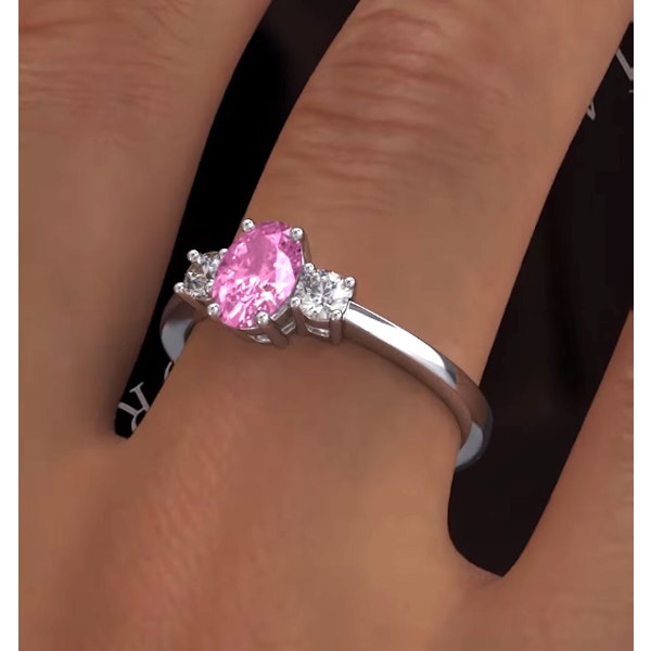 18K White Gold Diamond Pink Sapphire 0.85ct Ring SIZES AVAILABLE P Q S - Image 4