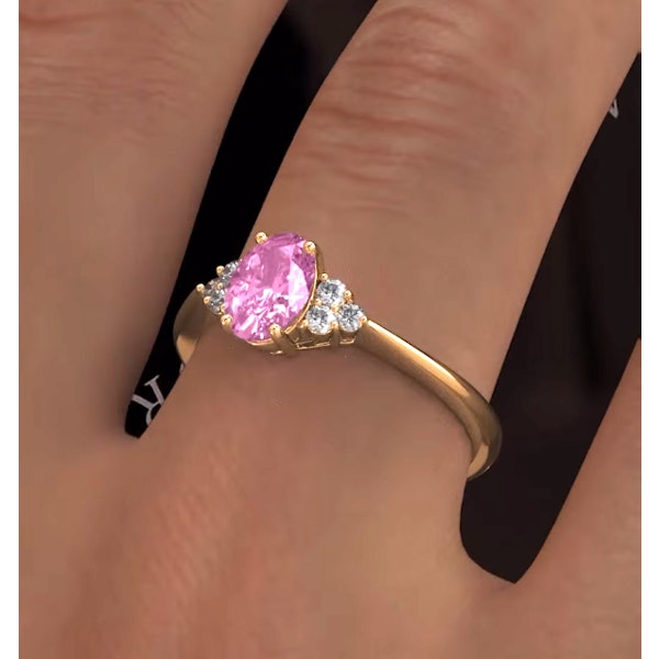 18K Gold 0.85ct Pink Sapphire and 0.12ct Diamond Ring - Image 4