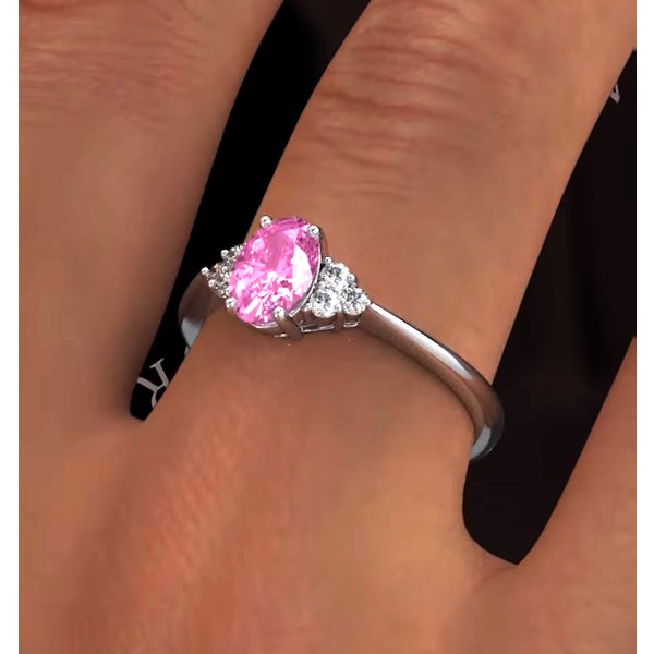 18K White Gold 0.85ct Pink Sapphire and 0.12ct Diamond Ring - Image 4