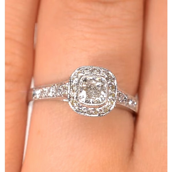 Halo Engagement Ring Alice 0.90ct H/SI Diamond in 18K White Gold SIZES AVAILABLE K L N O P - Image 4