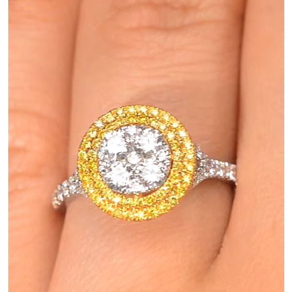 Halo Engagement Ring Arianna with 1ct of Yellow Diamonds in 18KW Gold - Image 4