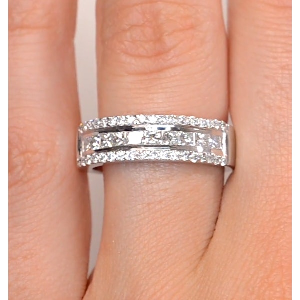 3 Row Diamond 1.00ct And 18K White Gold Half Eternity Ring - Image 4