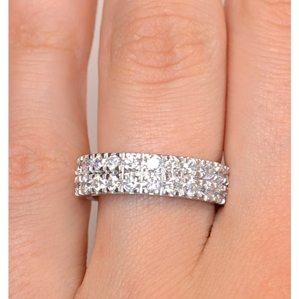 2 Row Diamond 1.00ct And 18K White Gold Half Eternity Ring - N4499 - Image 4