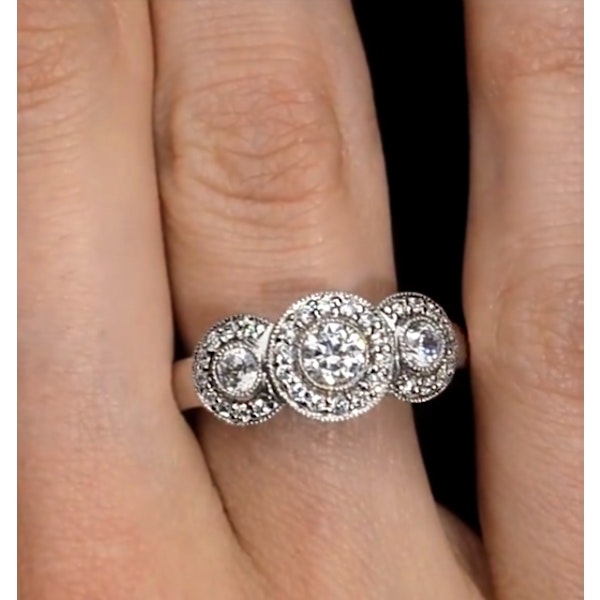 Celeste Halo Pave Ring 0.92ct of H/Si Lab Diamonds in 9K White Gold - Image 4