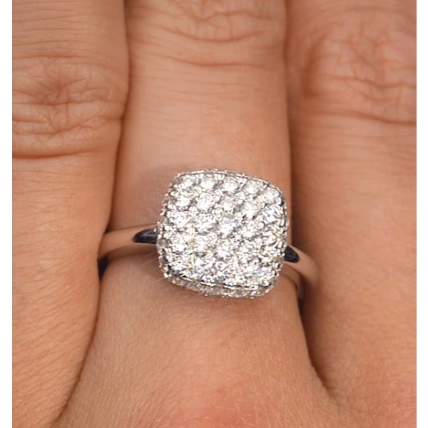 Diamond Pave Cushion Ring 1.25CT H/Si in 18K White Gold Ring - N4537Y - Image 4
