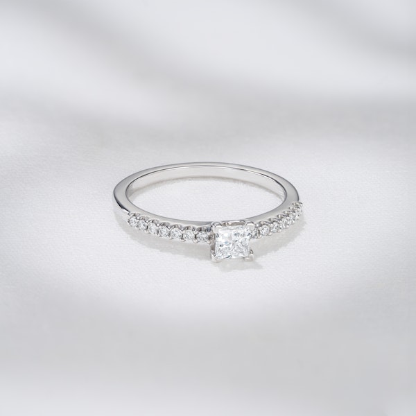 Princess Cut Lab Diamond Engagement Ring 0.50ct H/Si in 9K White Gold - Image 5