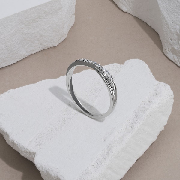 Lab Diamond Half Eternity Wave Ring 0.05ct in 925 Silver - Image 6
