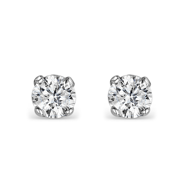 D-F /VS  0.40 Carat Round Diamond Stud Earring in UK Hallmarked Platinum