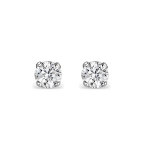 Diamond Earrings 0.20CT Studs H/SI Quality in 18K White Gold - 3mm