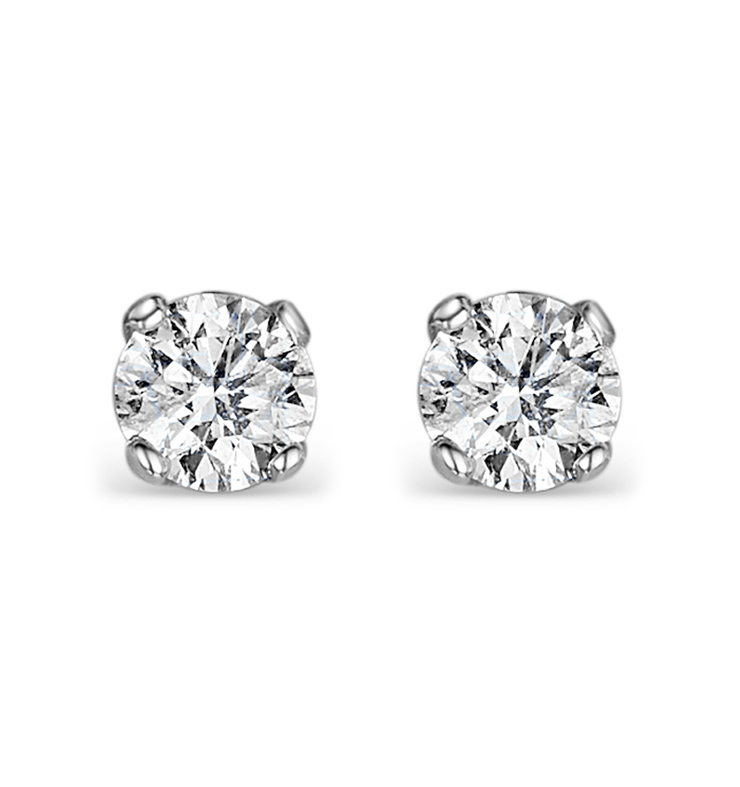 Diamond Earrings 0.50CT Studs Premium Quality in 18K White Gold 4.1mm