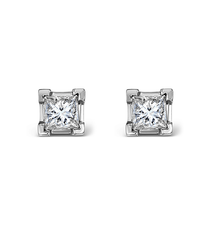 Small square sales diamond earrings